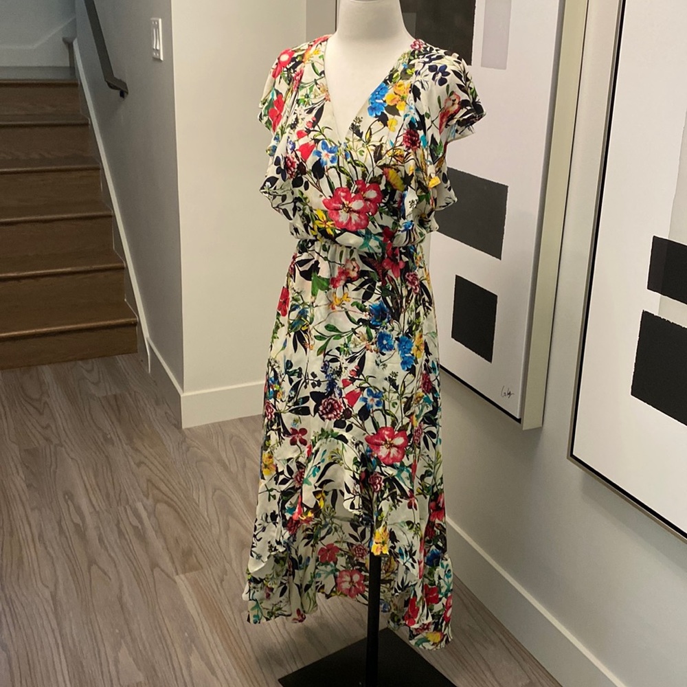 Gorgeous Parker floral wrap dress with high low hemline